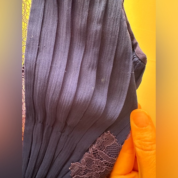 BCBGMAXAZRIA Maxine Royal Blue Silk and Lace Gown with Front Slit, Size 2 - Picture 5 of 11